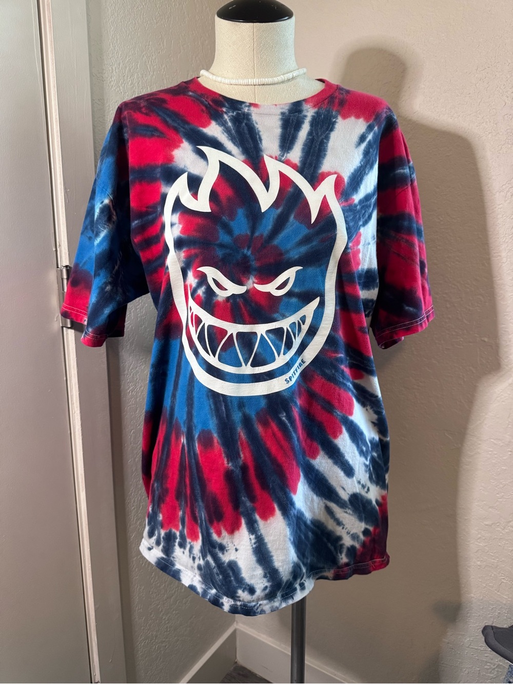 Spitfire Tie-Dye Graphic Tee - Red & Blue